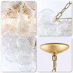 Longree Nordic Bubble Ball Swirled Glass Chandelier, Diam 24 inch Gild Gold and Clear Blown Glass Hanging Pendant Light Fixture for Bedroom Study Restaurant