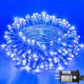 120 LED Blue Christmas Lights Outdoor, 40ft Clear Wire Blue String Lights 8 Modes, Plug in Waterproof Fairy String Light for Indoor Christmas Tree Bedroom Decorations