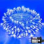 120 LED Blue Christmas Lights Outdoor, 40ft Clear Wire Blue String Lights 8 Modes, Plug in Waterproof Fairy String Light for Indoor Christmas Tree Bedroom Decorations
