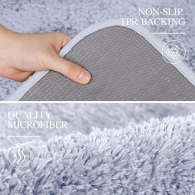 Walensee Large Bathroom Rug (24 x 48, Growing Blue) Extra Soft and Absorbent Shaggy Bath Mat Machine Washable Microfiber Non Slip Luxury Floor Mat