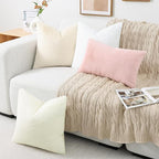 Pallene Faux Fur Plush Throw Pillow Covers 24x24 Set of 2, Luxury Soft Fluffy Cozy Decorative Pillow Covers for Sofa, Couch, Living Room, Blush Pink