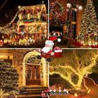 2 Pack 200 LED Solar String Lights for Outside, Solar Christmas Lights Outdoor Waterproof, Solar Outdoor String Light with 8 Lighting Modes for Xmas Tree Wedding Party Garden Decorations (Warm White)