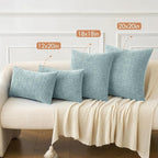 MIULEE Pack of 2 Light Blue Throw Pillow Covers 24x24 Inch Soft Chenille Pillow Covers for Sofa Living Room Couch Solid Dyed Cases
