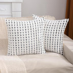 LUOYEHK Boho Throw Pillow Covers 20x20 Inch Set of 2 Chenille Tufted Pillowcase Farmhouse Neutral Cushion Covers for Couch Sofa Bed Living Room, Black White