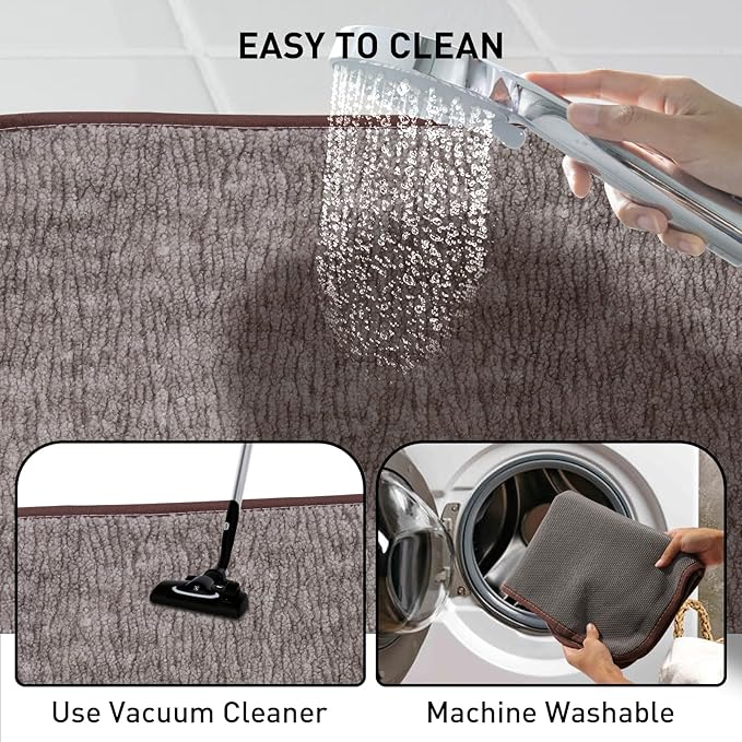 Bath Mats 30x20 Non-Slip Absorbent Bathroom Rug, Quick Dry Machine Washable Shower Tub Mat with Rubber Backing, Soft Floor Carpet for Bathroom Decor Bark Brown