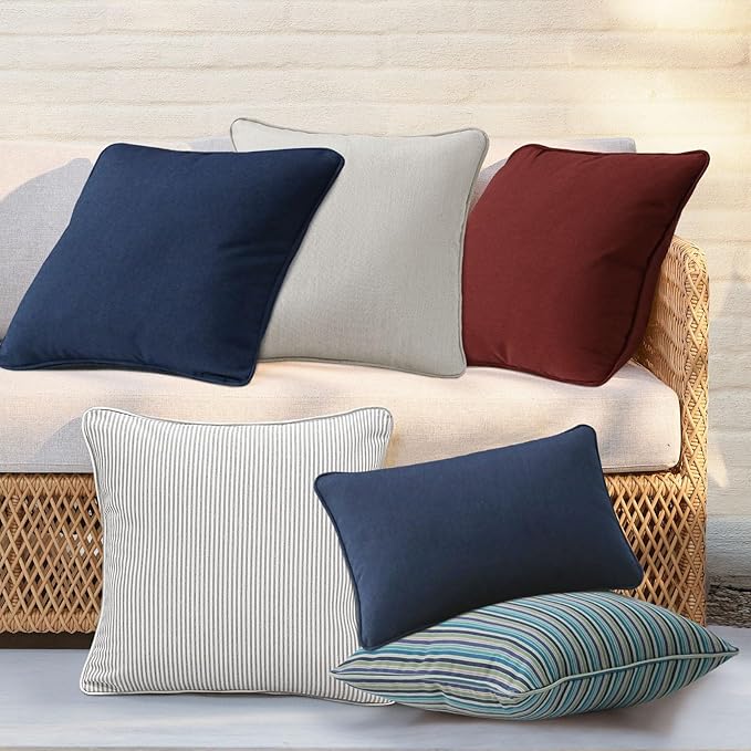 Sunbrella Decorative Outdoor Water Repellent Throw Pillows with Inserts, Set of 4, 18" x18" Pillows for Patio, Backyard, Bed, Couch, and Patio Furniture, Swell Turquoise