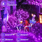 66FT 200 LED Outdoor String Lights, Purple Halloween Lights Waterproof 8 Modes, Connectable Halloween Decorations Lights Clear Wire for Indoor House Bedroom Tree Patio Garden Party