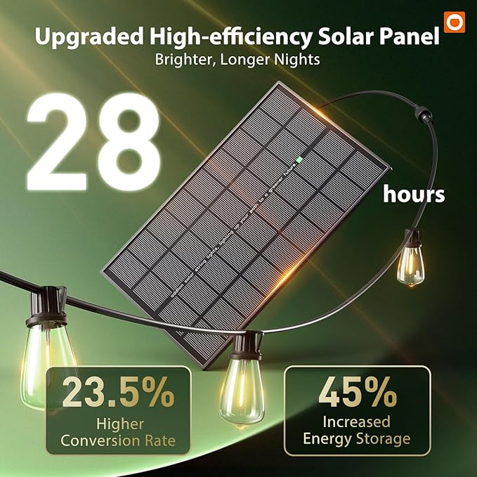 addlon 198FT(192+6) Solar String Lights Outdoor Waterproof - 60+4 LED Shatterproof Bulbs, 3 Modes, 8H Timeable, Dimmable, Outdoor Lights Solar Powered Patio Lights with Remote for Outside Porch Garden