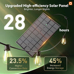 addlon 102FT(96+6) Solar String Lights Outdoor Waterproof with Remote, 30+2 LED Shatterproof Bulbs, 3 Modes, 8H Timeable & Dimmable, Solar Powered Hanging Patio Lights for Garden Backyard Porch Decor
