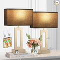 Bedroom Table Lamps Set of 2 - Black Gold Touch Bedside Lamps with USB C+A, 3 Way Dimmable Gold Lamp for Nightstand, Modern Night Stands Lamps for Living Room