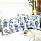 Decorative Throw Pillow Covers Set of 2 Blue Leaves Pillow Covers 12x20 inch Super Soft Short Plush Square Floral Throw Pillows,Farmhouse Outdoor Pillow Covers for Couch Bed Living Room