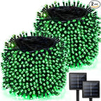 2 Pack 480 LED Solar Chrismas Lights Outdoor, 170 FT Super Long Solar String Lights for Outside with 8 Modes & Memory Function, Waterproof Twinkle Light for Xmas Tree Yard Party Decorations (Green)