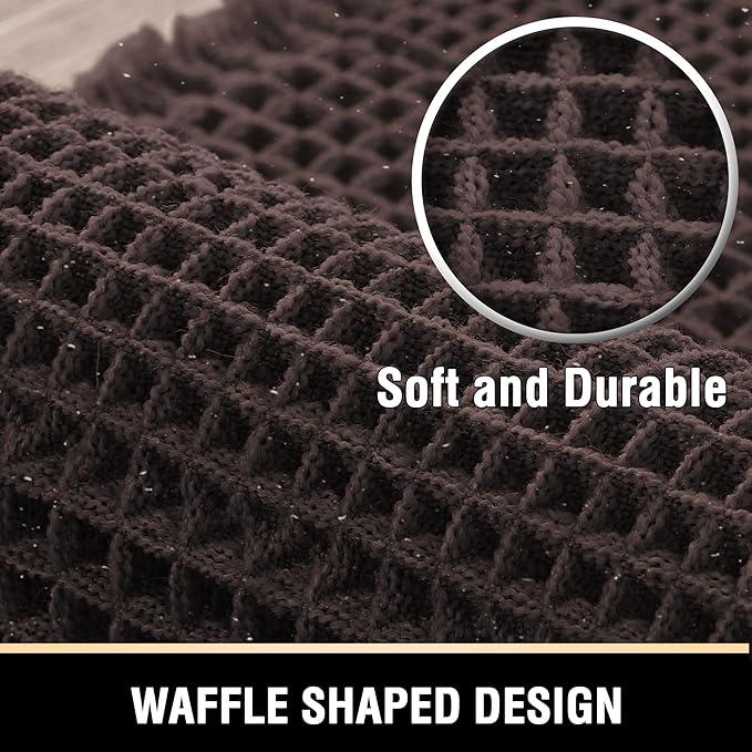 H.VERSAILTEX Upgraded Waffle Bath Mat Super Absorbent Bathroom Mats Non Slip Bath Rugs for Bathroom Floor Machine Washable Dry Fast Bathroom Rugs for Beside Tub, 17" x 24", Chocolate