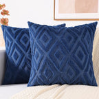 decorUhome Couch Throw Pillow Covers 16x16 Set of 2, Decorative Soft Plush Faux Wool Neutral Accent Pillow Covers for Bed Sofa Living Room, Blue