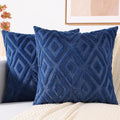 decorUhome Couch Throw Pillow Covers 20x20 Set of 2, Decorative Soft Plush Faux Wool Neutral Accent Pillow Covers for Bed Sofa Living Room, Blue