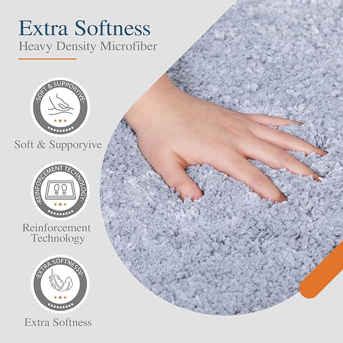 Walensee Large Bathroom Rug (24 x 60, Growing Blue) Extra Soft and Absorbent Shaggy Bath Mat Machine Washable Microfiber Non Slip Luxury Floor Mat