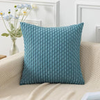 Kevin Textile Throw Pillow Covers Soft Corduroy Decorative Set of 2 Boho Striped Pillow Covers Pillowcases Farmhouse Home Decor for Couch Bed Sofa Living Room 18x18 Inch Light Blue