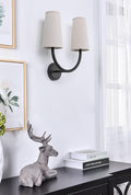 Yosoan Linen Wall Sconce Indoor Night Light Fixture, 2-Light Dual Indoor Vanity Vintage Industrial Hardwired Sconces Wall Lighting with Textile Fabric Shade Lamp for Bedroom Living Room Bedside(Black)