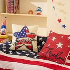 Patriotic Decor-Throw Pillow Covers 18x18 in Set of 4,4th of July Linen Pillow Case for Independence Day,Memorial Day,Veteran's Day,USA,American Summer Outdoor Red White Blue Decorations