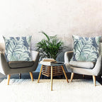 Decorative Throw Pillow Covers Set of 2 Blue Green Large Leaves Pillow Covers 16x16 inch Soft Short Plush Square Floral Throw Pillows,Farmhouse Outdoor Pillow Covers for Couch Living Room