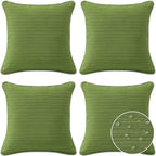Decorative Outdoor Water Repellent Throw Pillows with Inserts, Set of 4, 16" x16" Pillows for Patio, Backyard, Bed, Couch, and Patio Furniture, Lawn Green