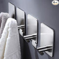 DELITON Adhesive Hooks - 4 Pack Towel Hooks Brushed Stainless Steel, Wall Hooks for Hanging Towels, Clothes, Keys, Stick to Bathroom, Kitchen or Bedroom