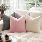 MIULEE Winter Pack of 2 Pillow Covers Soft Soild Decorative Square Throw Pillow Covers Set Cushion Cases Pillowcases for Sofa Bedroom Car 16 x 16 Inch 40 x 40 Cm Pink