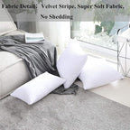 Home Brilliant Decorative Pillow Covers 18x18 Supersoft Striped Velvet Throw Pillow Covers Set of 2 Cushion Cover for Chair, 18 x 18 inch, Pure White