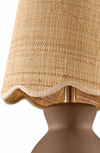 BoutiqueRugs Liliac Boho Ceramic and Jute Bedside Table Lamp for Bedroom Nightstand - End Side Lighting for Living Room - Shade Rattan - Brown, Beige - 15" H