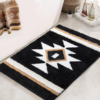 Bathroom Rugs Boho Black Bath Mat Non Slip Soft Absorbent Machine Washable Bath Rug Luxury Plush Floor Mat for Bathroom Shower 20x32