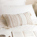 BlissBlush Decorative Lumbar Throw Pillow Cover 12x20 Cream Neutral White Rectangular Boho Accent Pillowcase Farmhouse Cushion for Couch Sofa Bedroom Living Home Décor (Cover ONLY, Pack of 1)