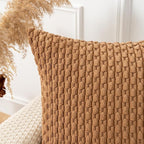 Kevin Textile Throw Pillow Covers Soft Corduroy Decorative Set of 2 Boho Striped Pillow Covers Pillowcases Farmhouse Home Decor for Couch Bed Sofa Living Room 22x22 Inch Khaki
