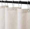 WELTRXE Linen Shower Curtain, Fabric Shower Curtain Set, Rustic Bathroom Decor, Heavy Duty Fabric Water Repellent with 12 Rust-Proof Metal Hooks, for Bathroom Hotel Bathtub, Beige, 72x72 Inch