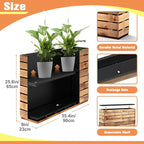 FENCY Large Metal Planter, Large Rectangular Planters for Outdoor Plants, Tall Outdoor Planters for Porch Patio, 35.4″ × 9.1″ × 25.6″ H Walnut Finish Metal Planter with Drainage Hole