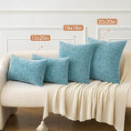 MIULEE Pack of 2 Couch Throw Pillow Covers 12x20 Inch Soft Smoke Blue Chenille Pillow Covers for Sofa Living Room Solid Dyed Pillow Cases