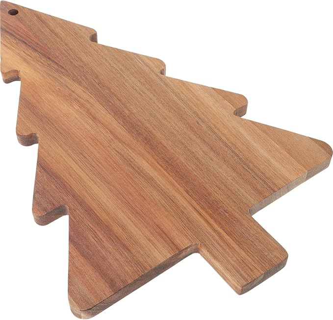 Amosfun Christmas Tree Charcuterie Board Xmas Cutting Board Fruit Tray Wooden Cheese Appetizer Tray Sushi Serving Tray 9.5 x 15 Inch