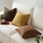 MIULEE 18x18 Inch Decorative Pillow Covers for Couch Bed Set of 2 Textured Boucle Neutral Winter Throw Pillows Gold Accent Solid Cushion Pillowcases Sofa Livingroom Home Decor