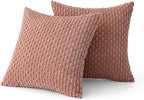 MIULEE Pack of 2 Decorative Throw Pillow Covers 24x24 Inch Soft Boho Striped Textured Corduroy Pillow Covers Modern Farmhouse Home Decor for Couch Bed Sofa Living Room Blush Pink