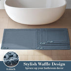 RESARE Waffle Bath Mat for Bathroom, Super Absorbent Bathroom Rugs Non Slip Machine Washable, Ultra Soft Quick Dry Boho Bath Rugs with Tassels for Floor, Upgraded Bordered Design, 24"x36" Blue