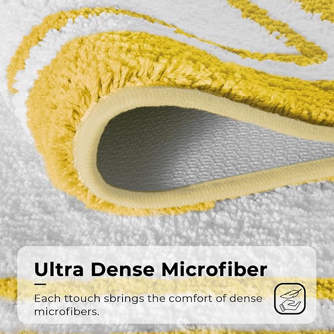 GRANNY SAYS Microfiber Bathroom Rugs Non Slip Washable, Water Absorbent Bathroom Mats for Tub Non Slip, Soft Bath Mats for Floor & Shower, Long Bath Rug, 24" x 36", Yellow