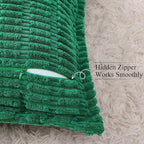 decorUhome Decorative Christmas Green Throw Pillow Covers 20x20 Set of 2 with Splicing, Boho Soft Neutral Corduroy Broadside Twill Pillow Covers for Couch Bed Sofa Living Room