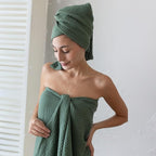 Ultra Soft Muslin Towel Adult Set, 100% Turkish Cotton 4-Layer 2 Pieces Luxury Muslin Hand & Bath Towels Sets for Bathroom (Green, 1 Bath & 1 Hand Towel Set)