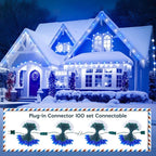 Brightown 2 Pack Blue and White C9 LED Christmas String Lights - 33ft 50 LED Waterproof Strawberry String Lights, Plug-in Extendable Green Wire Lights String for Outdoor Indoor Patio Party Decoration