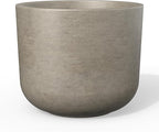 Kante Round Concrete Planter, 13.2 Inch Dia Classic Style Large Plant Pot with Drainage Hole for Indoor & Outdoor Plants, Ideal for Home, Patio, Garden, Weathered Concrete