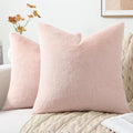 Pallene Faux Fur Plush Throw Pillow Covers 16x16 Set of 2, Luxury Soft Fluffy Cozy Decorative Pillow Covers for Sofa, Couch, Living Room, Blush Pink