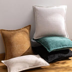 Cream White Decorative Throw Pillow Covers 22x22 Inch Set of 2 Cozy Soild Chenille Cushion Cases Soft Textured Square Couch Pillows Cover Boho Accent Farmhouse Pillowcases for Sofa Bed