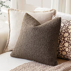 Foindtower Pack of 2 Textured Boucle Throw Pillow Covers Accent Solid Pillow Cases Cozy Soft Decorative Couch Cushion Case for Chair Sofa Bedroom Living Room Home Decor 18x18 Inch Light Brown