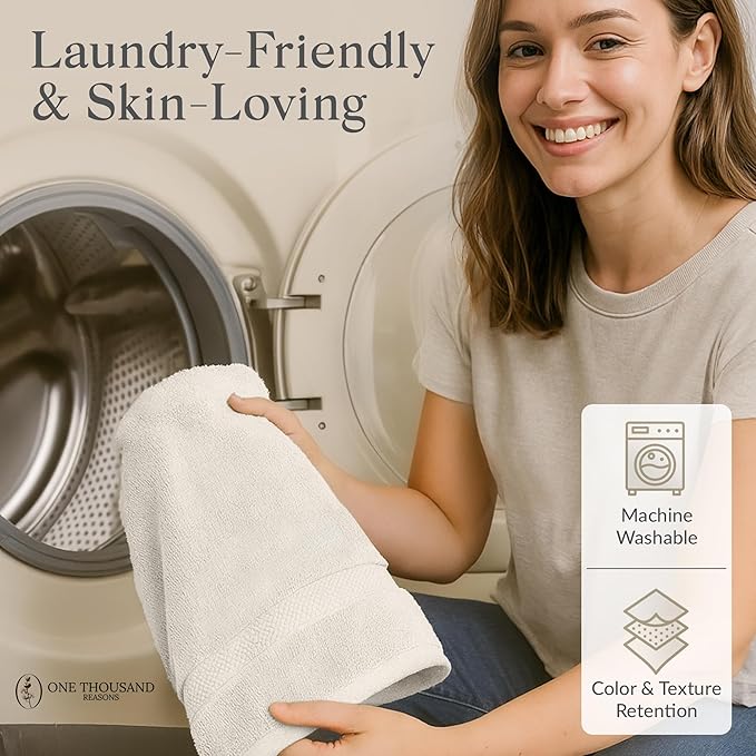 Premium Staple Cotton Bathroom Towel Set - Beige 600 GSM 6-Piece Luxury Bath Towel Set 1 Stripe - 2 Bath Towels, 2 Hand Towels & 2 Washclothes Set - High Absorbent & Quick Dry for Gym, Spa, Hotel