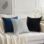 decorUhome Chenille Grey Throw Pillow Covers 26x26 Inch Set of 2, Decorative Soft Couch Pillow Covers Solid Dyed Accent Velvet Farmhouse Neutral Square Pillow Cases for Sofa Bed Living Room