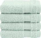 Cotton Paradise 100% Cotton Turkish Washcloth Set for Bathroom, 4 Piece Soft Absorbent Small Hand Face Towels Wash Rags, Mint